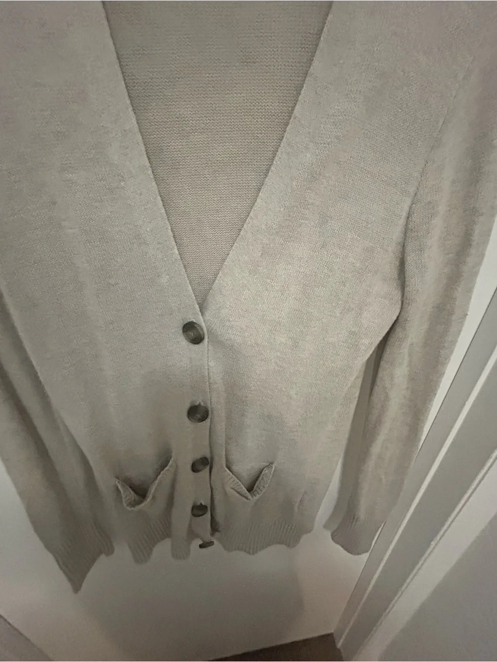 Hollister Cream V-Neck Knit Cardigan